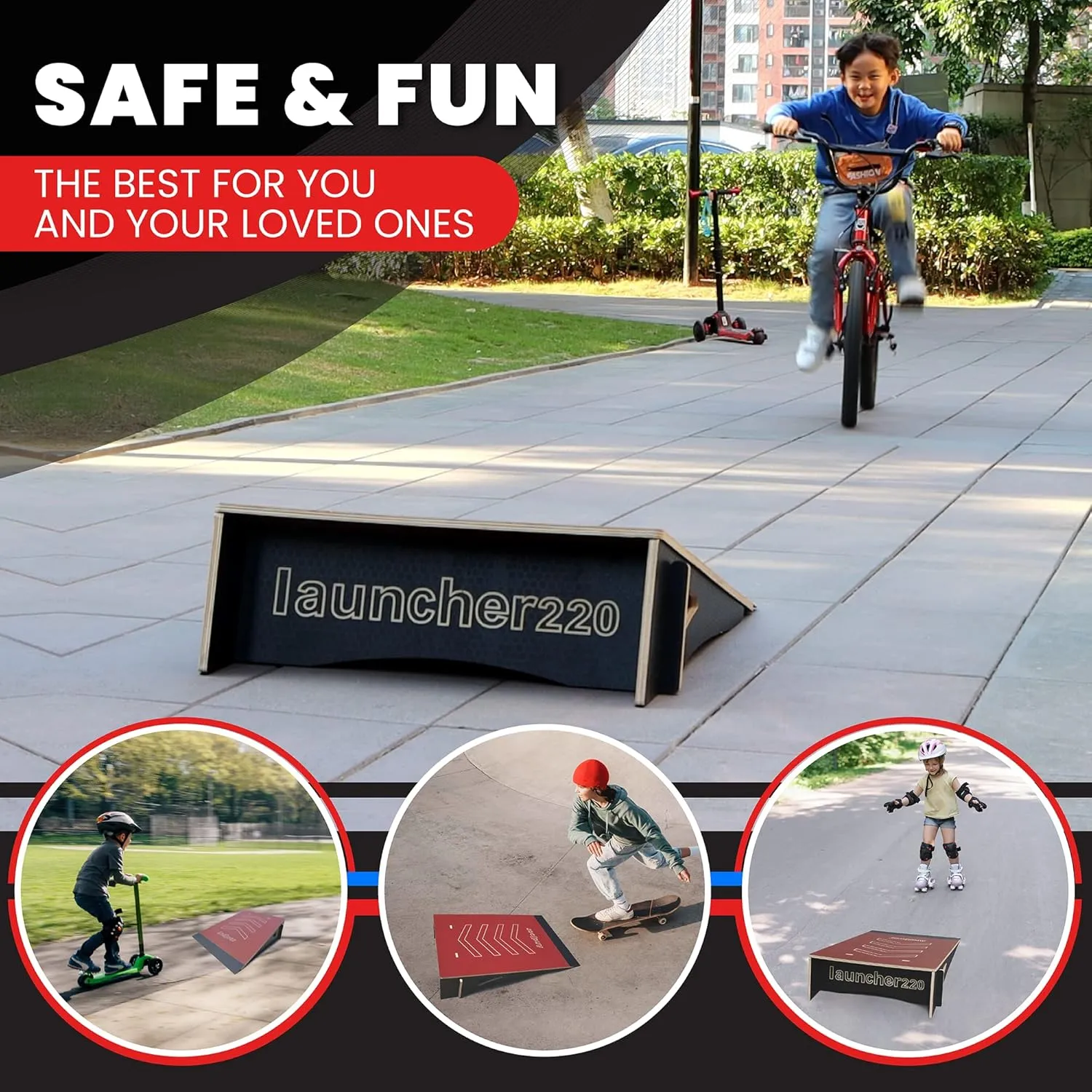 Skateboard Ramp for Bike, Scooter, Skate, RC, BMX, RC Car, Dirt Bike - Jumping Ramps for Kids - Skateboard Accessories for Boys and Girls