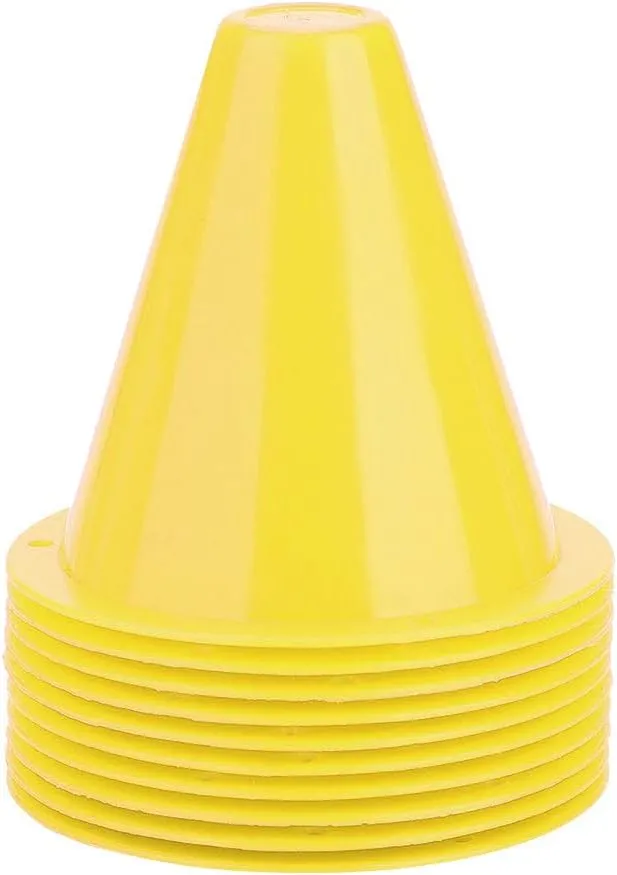 Soccer Markers Set, 10pcs 5 Colors Soccer Practice Cone Football Training Marker Set Football Barriers Plastic Marker Holder Accessory(Yellow)