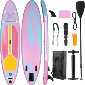 TLSUNNY 10/11/12FT Inflatable Stand Up Paddle Board W/SUP Accessories, Surf Board W/ 3 Fins Paddleboard, 12-15 PSI Hand Pump, Repair Kit, Straps, Carrying Bag for Youth & Adults All Skills