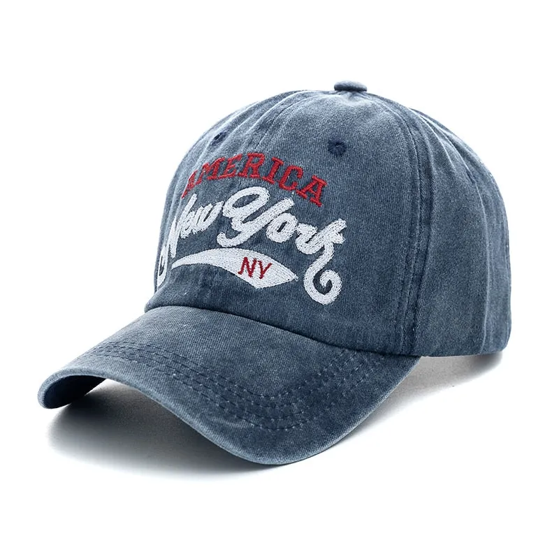 Unisex Washed Cotton Cap Letter Embroidery Vintage Baseball Cap Men Women Adjustable Casual Outdoor Streetwear Sports Hat