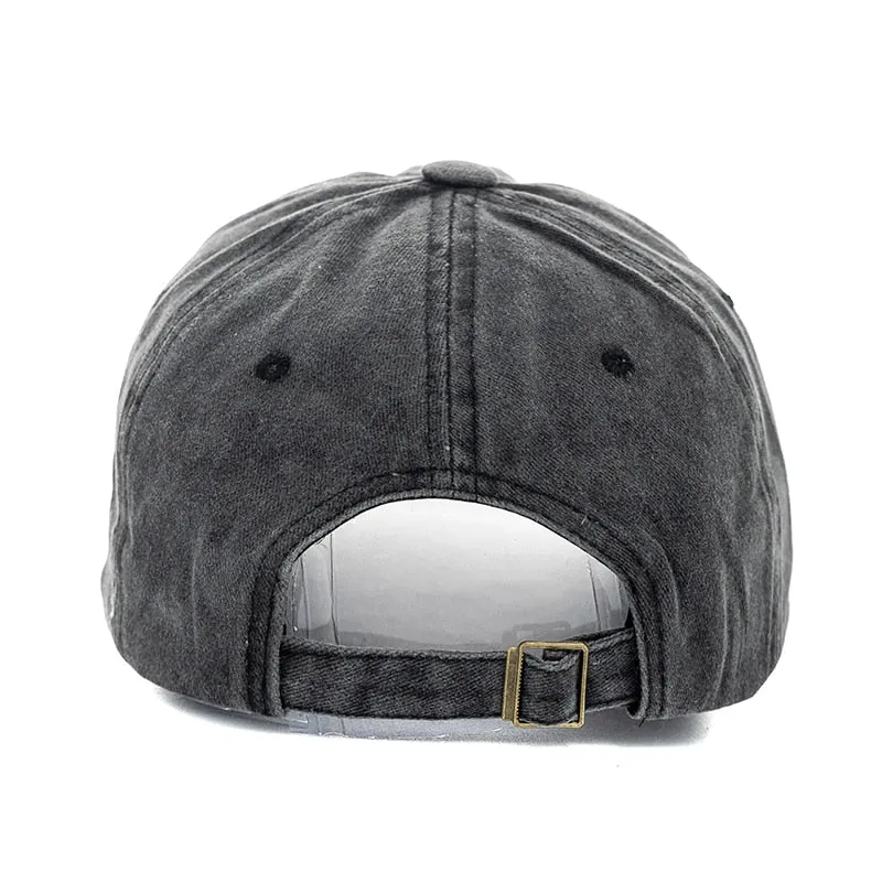 Unisex Washed Cotton Cap Letter Embroidery Vintage Baseball Cap Men Women Adjustable Casual Outdoor Streetwear Sports Hat