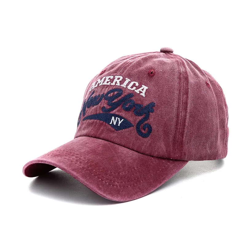 Unisex Washed Cotton Cap Letter Embroidery Vintage Baseball Cap Men Women Adjustable Casual Outdoor Streetwear Sports Hat