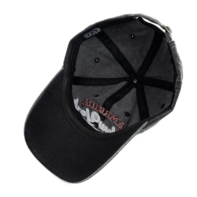 Unisex Washed Cotton Cap Letter Embroidery Vintage Baseball Cap Men Women Adjustable Casual Outdoor Streetwear Sports Hat
