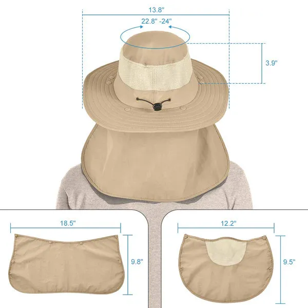 UPF 50  Wide Brim Fishing Hat with Face Neck Flap