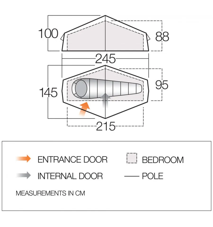 Vango Nevis 100 1-Man Tent, Compact, Lightweight, Easy Pitch, Waterproof