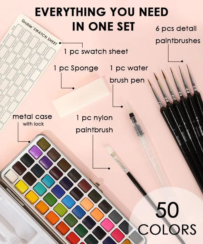 Watercolor Set Of 50 With Brush